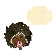 cartoon woman screaming with thought bubble