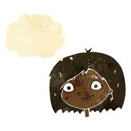 cartoon happy female face with thought bubble N7