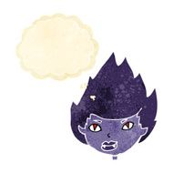 cartoon vampire head with thought bubble