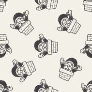 Santa Claus doodle seamless pattern background N2