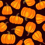 Vector cartoon seamless pattern with pumpkin