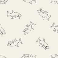 shark doodle seamless pattern background N5