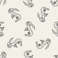 Shrimp doodle seamless pattern background