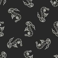 Shrimp doodle seamless pattern background N2