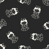 snow white doodle seamless pattern background