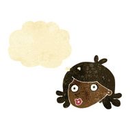 cartoon pretty face with thought bubble