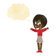cartoon woman with open arms thought bubble N12