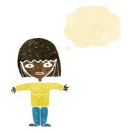 cartoon woman with open arms thought bubble N13