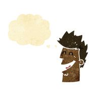 cartoon happy man with thought bubble N30