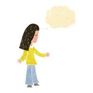 cartoon woman with open arms thought bubble N14
