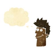 cartoon happy man with thought bubble N31