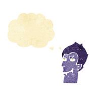 cartoon vampire face with thought bubble N2