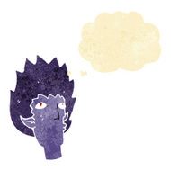 cartoon vampire face with thought bubble N3