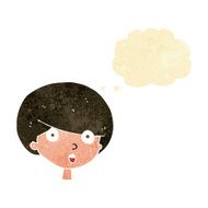 cartoon surprised boy with thought bubble