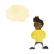 cartoon happy man with thought bubble N32