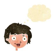 cartoon confused woman with thought bubble N4