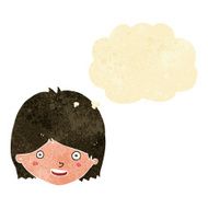 cartoon happy female face with thought bubble N10