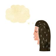 cartoon female face profile with thought bubble N2