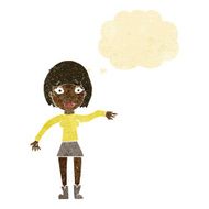 cartoon surprised woman with thought bubble N22