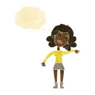 cartoon woman only joking with thought bubble