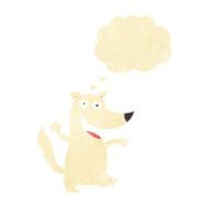 cartoon happy wolf with thought bubble N2
