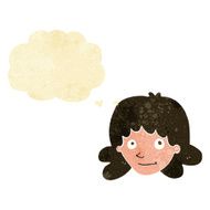 cartoon happy female face with thought bubble N13