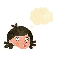 cartoon pretty face with thought bubble N2
