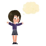 cartoon woman with open arms thought bubble N15