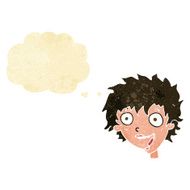 cartoon crazy excited woman with thought bubble N2