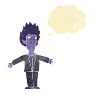 cartoon vampire with thought bubble N12