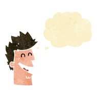 cartoon happy man with thought bubble N34