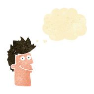 cartoon happy man with thought bubble N35