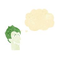 cartoon vampire face with thought bubble N4