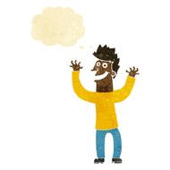 cartoon excited man with thought bubble