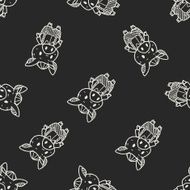 three little pigs doodle seamless pattern background N3