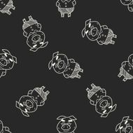 three little pigs doodle seamless pattern background N4