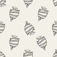 Tropical fish doodle seamless pattern background