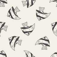 Tropical fish doodle seamless pattern background N3