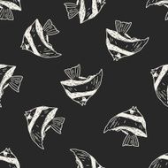 Tropical fish doodle seamless pattern background N6