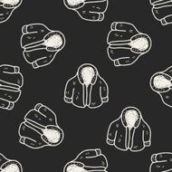 winter coat doodle seamless pattern background
