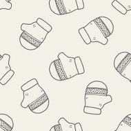 Winter gloves doodle drawing seamless pattern background