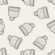 winter hat doodle seamless pattern background