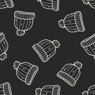 winter hat doodle seamless pattern background N2