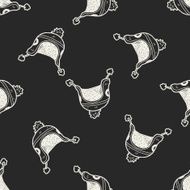 winter hat doodle seamless pattern background N3