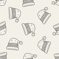 winter hat doodle seamless pattern background N4