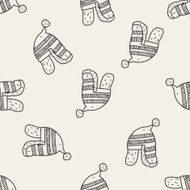 winter hat doodle seamless pattern background N5