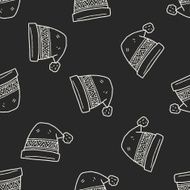 winter hat doodle seamless pattern background N6