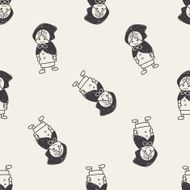witch doodle seamless pattern background N2