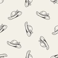 doodle Straw hat seamless pattern background N4