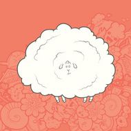 Vector Illustration Cute Hand Drawn Sheep Greeting card New Year